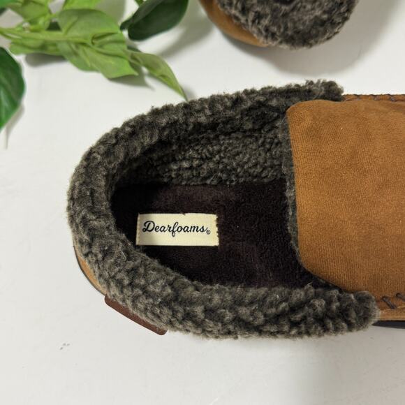 Dearfoams Men's Comfort Foam Moccasin Slippers Size Small US 7 - 8 Brown - Picture 2 of 11